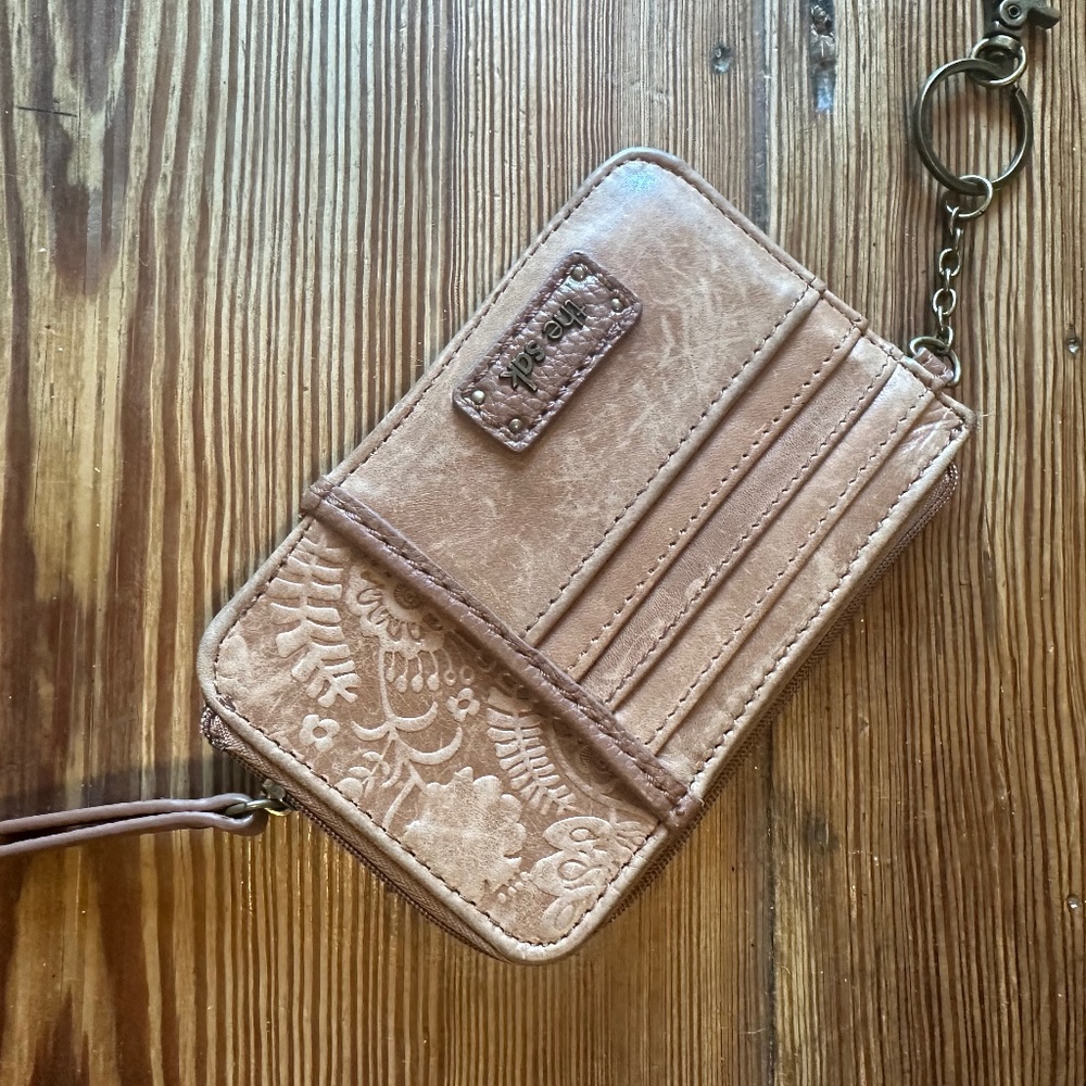 The Sak small leather zippered key chain wallet